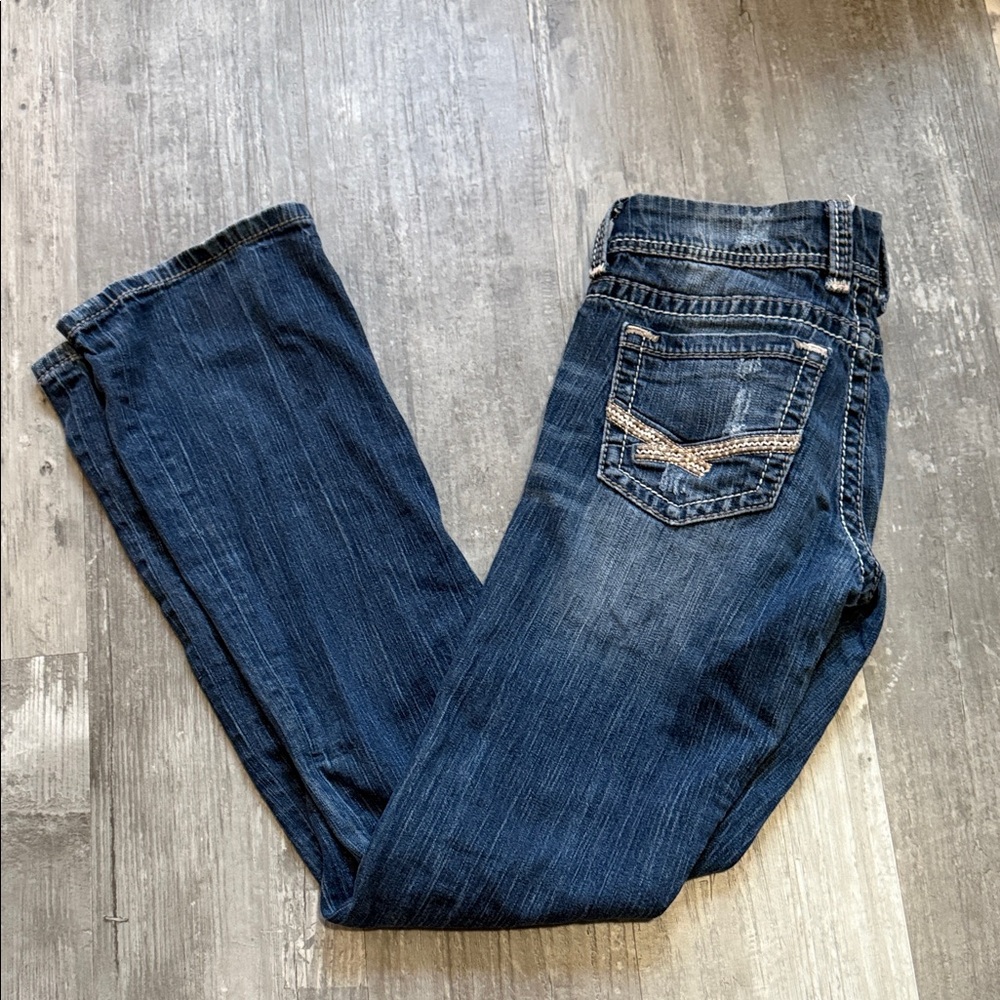 BKE Dark Blue Bootcut Stella Jeans with Embellished Back Pocket Size 29 XL